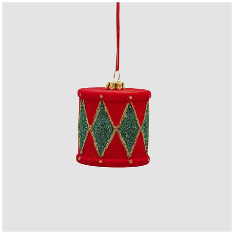 EDG Enzo De Gasperi Christmas Drum Decoration with Glitter H6 cm
