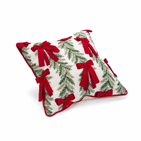 Bruco Cuscino arredo quadrato di natale con fiocchi 50x50 cm