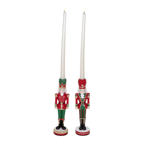 NUTCRACKER CANDLE HOLDER TT ASS/2 RD/GRN 26CM