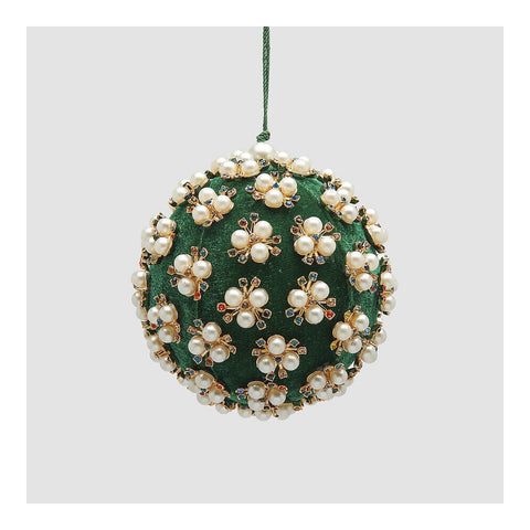 EDG Sfera di natale palla natalizia con perle velluto D10 cm 2varianti (1unità)
