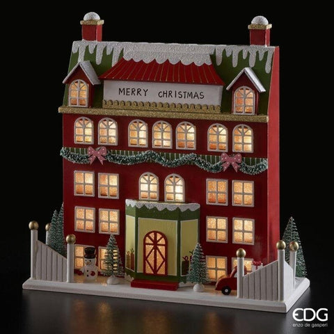 EDG casetta decoro natalizio con LED in legno 33x12xH33 cm