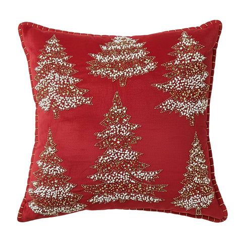 Blanc Mariclò Cuscino di Natale in cotone rosso con applicazioni 50x50 cm
