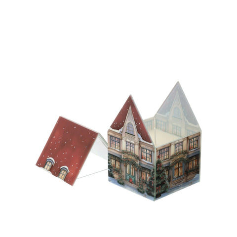 Pot à bougie de Noël en verre Hervit « Cottage » D9 x H13 cm