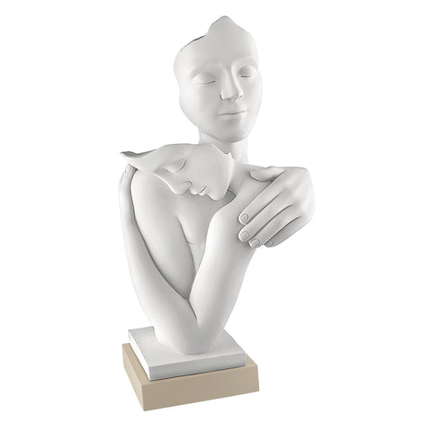 Bongelli Preziosi Statuina coppia "Abbraccio" in marmorino, base nocciola H19 cm