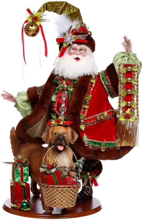 GOODWILL Mark Roberts Babbo Natale con cane "Sleigh Ride Santa Doll" H64 cm