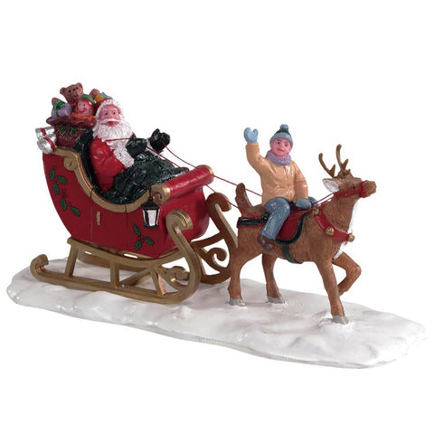 Lemax Père Noël avec traîneau "Santa's Sleigh" en polyrésine H7 x 15,3 x 5,7 cm