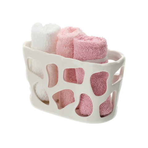 Ensemble de 3 lingettes de toilette Hervit en porcelaine perforée, motif vache, 16 x 8 x 9 cm
