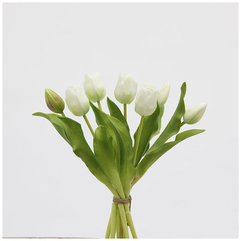 EDG Enzo de Gasperi Bouquet de 7 tulipes artificielles blanches Real-Touch H30 cm