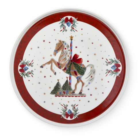 Présentoir de cuisine en porcelaine de Noël « Carrousel » D 32 cm