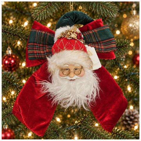 Fiori di Lena Decoro Babbo Natale con fiocco in velluto