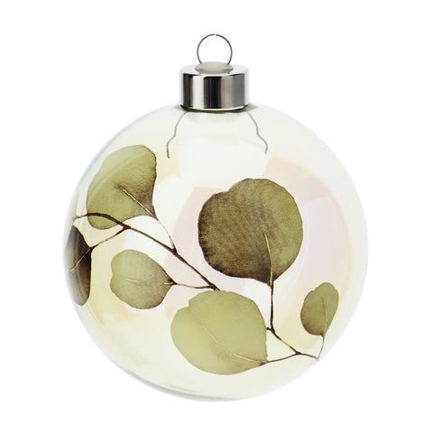 Hervit Sphère de décoration d'arbre en verre jaune "Botanic" + coffret cadeau 10 cm
