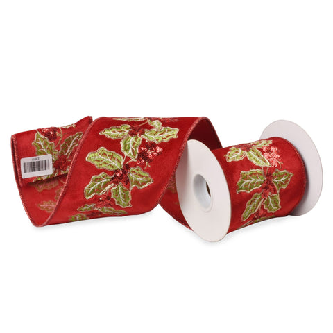 Ruban de velours rouge de Noël Vetur avec gui, 4,6 mètres