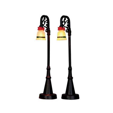 LEMAX Set of 2 pieces Street lamps with LED lights "Bell Ornament Lamp Post" H12.2 cm