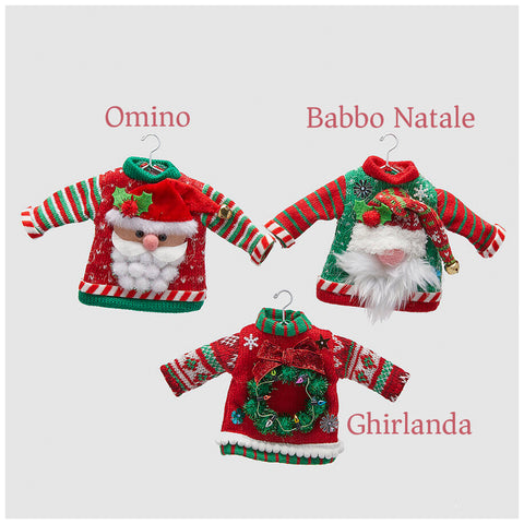 EDG Christmas sweater in fabric and hanger H20 cm 3 variations (1pc)