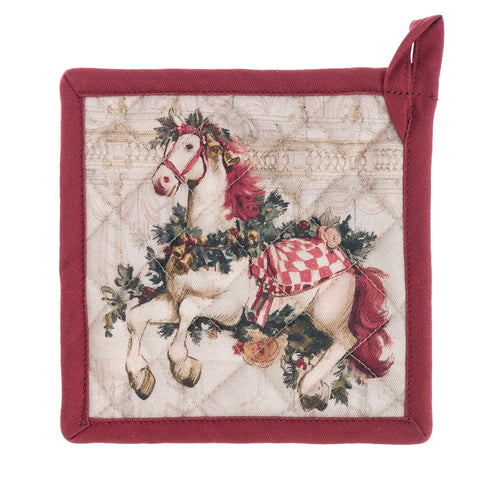 Blanc Mariclò Presina di natale in cotone "Calessi e Calessini" 15x15 cm