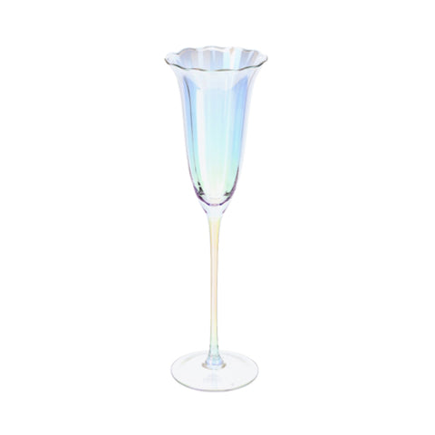 Hervit Set of 2 iridescent glass flutes "Fleur" 160 ml