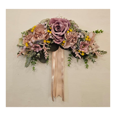 Mata Creazioni Fuoriporta Tralcio con fiori artigianale, Made in Italy L39x6xH38 cm 3 varianti(1 unità) - Angelica Home Stabia