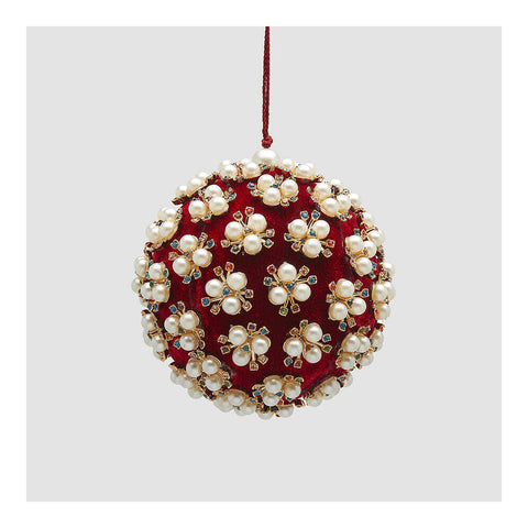 EDG Sfera di natale palla natalizia con perle velluto D10 cm 2varianti (1unità)