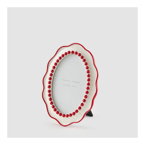 EDG Oval Christmas photo frame with beads 18x2.5xH23 cm