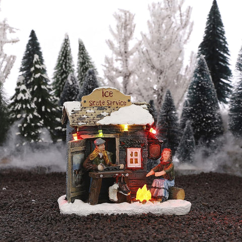 Luville Edificio piccolo "Ice skate service" luci led 11,5x9xh11 cm
