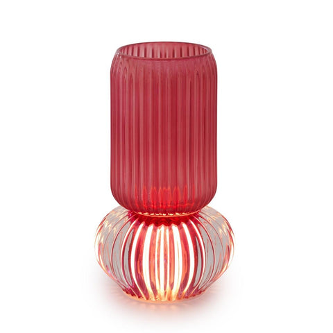 Henriette Vaso in vetro rosso cardinale con luce led "Luminescence" D11xH19 cm - Angelica Home Stabia