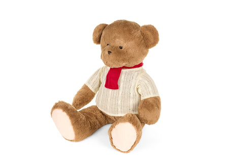 Nuvole di Stoffa Peluche di natale orsetto con maglione bianco H40 cm