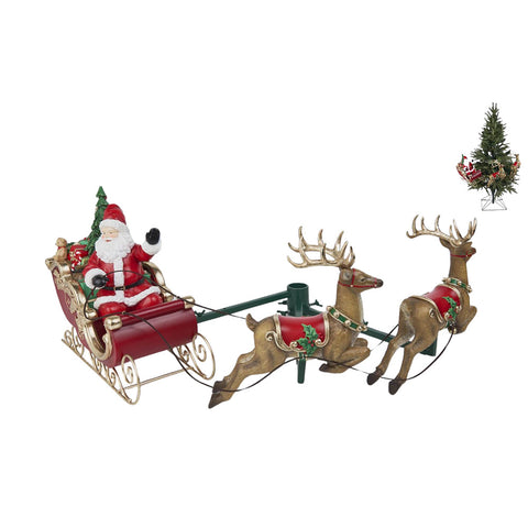 GOODWILL Slitta con Babbo Natale in resina con supporto 79 cm