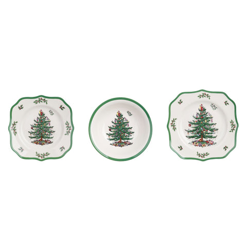 Service de table de Noël en céramique 6 places Blanc Mariclò « Abier Natalis » D20,5/D22/D27 cm