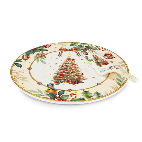 Fade Christmas panettone plate with "Alya" slice 30 cm