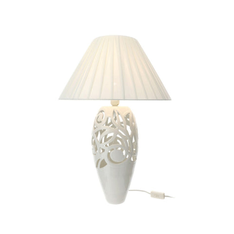 Hervit Lampada in ceramica con paralume avorio "Jolie" H45 cm