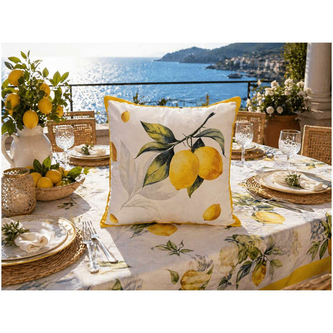 Clodette Cuscino arredo in cotone con limoni "Amalfi" 45x45 cm