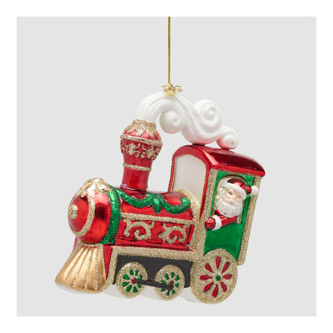 EDG Christmas hanging train glass decoration H16 cm