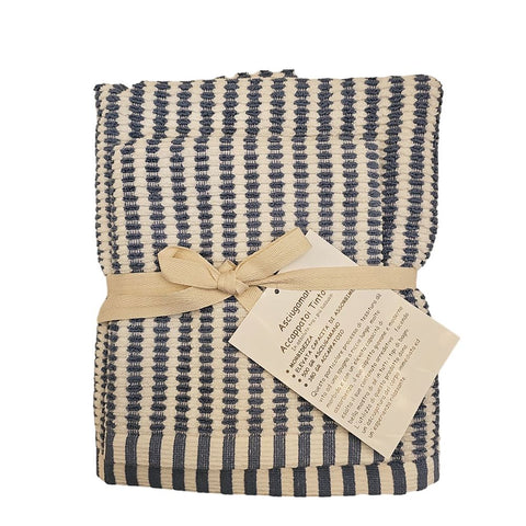 Govina Set of 2 striped bath and guest towels in cotton terry 4 variations