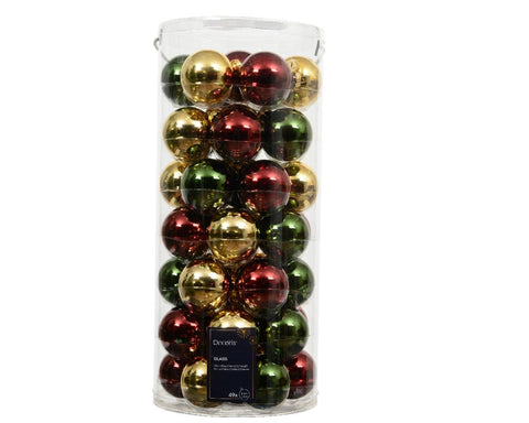 Kaemingk Set of 49 Mixed Glass Christmas Balls, D6 cm
