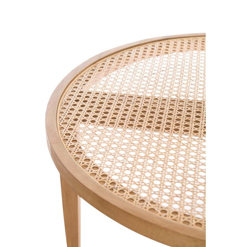 Blanc Mariclò Tavolino fumo in legno di bayur e paglia di Vienna "Euterpe" D75xH45 cm