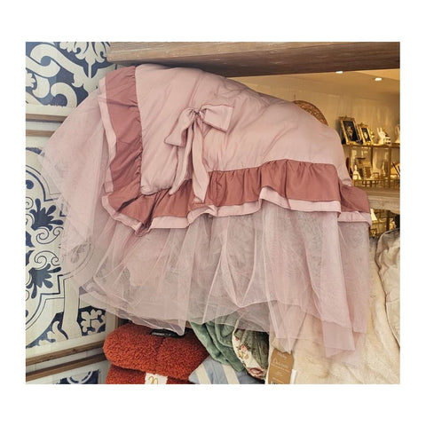 L'Atelier 17 Trapunta singola invernale con balza e tulle "Duvet Ellie" 120x230 cm 3 varianti(1 unità)