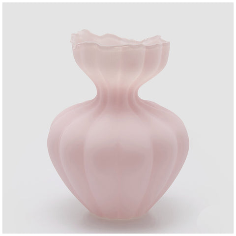 Edg Enzo de Gasperi Vaso Flow Sinuoso in vetro opaco rosa D26xH32 cm - Angelica Home Stabia