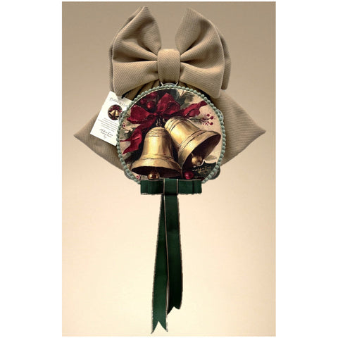 Madame Fioccò Décoration de Noël tambourin "Rintocco di Natale" Beige/Vert 3 variantes (1 unité)