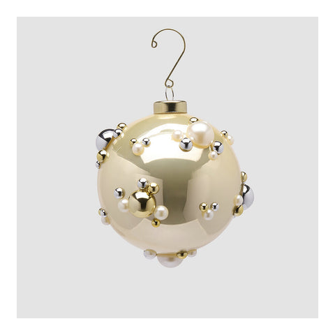 EDG - Enzo De Gasperi Palla di natale sfera oro con perle in vetro D10 cm