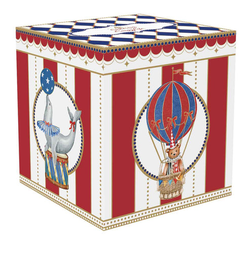 Easy Life Barattolo di natale in porcellana + box "Circus" D10.5xH13 cm