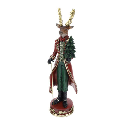 Hervit Statuette de Noël cerf YORK avec sapin en résine H59 cm