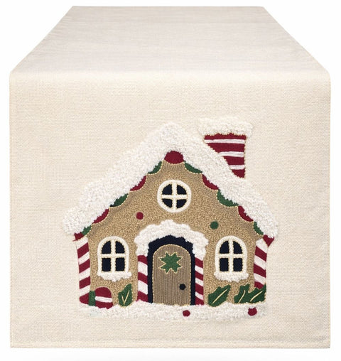 Clodette Runner di natale con ricamo "Ginger House" 160x40 cm