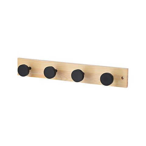 Estia Home Appendiabiti da parete in legno 4 Ganci 40x6x6 cm