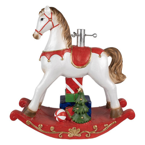 Clayre & Eef Base per albero di Natale Cavallo a dondolo "Kerstmis" 61x21x63 cm