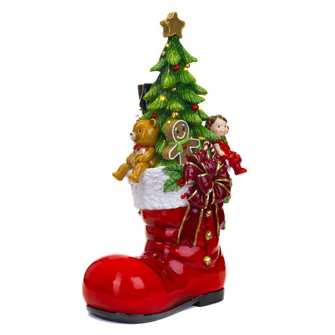 GOODWILL Santa Claus boot in resin with LED lights H90.5 cm