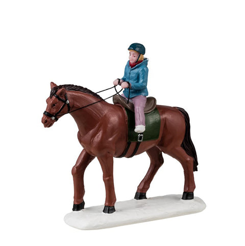 LEMAX Little girl on horseback "Practice Trails" in resin H9.1 x 9.8 x 4 cm