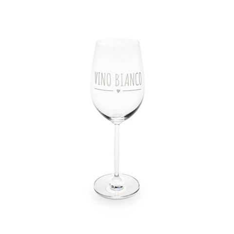 Nuvole di Stoffa Set 2 calici vino in vetro con dedica "Vino Bianco" 597 ml