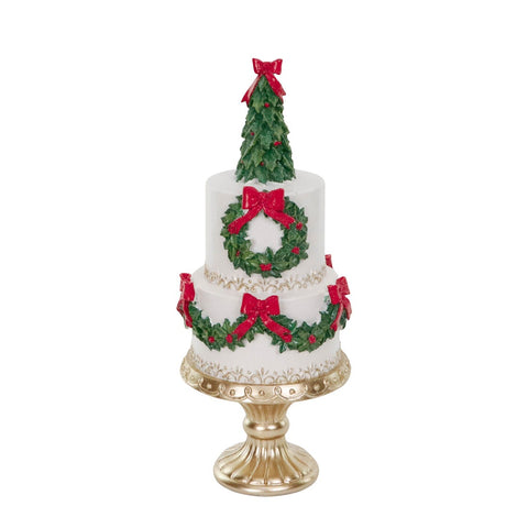 Gâteau à étages de Noël sur support TT BLANC/RGE/VERT/DORÉ 41,5CM
