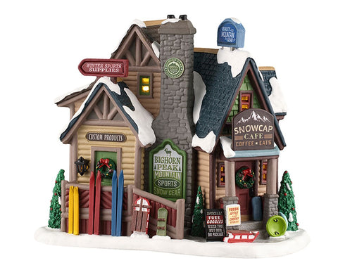 LEMAX Edificio luci led "Bighorn Peak Mountain Sports Snow Gear" H15.5x18x12 cm