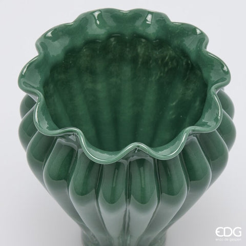 Edg Enzo de Gasperi Vaso Fleur portafiori in vetro verde D17xH20 cm